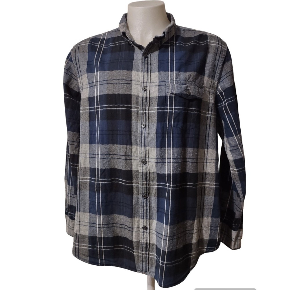 American Eagle Outfitters Shirt Men's XXXL Slim Fit Blue Plaid Flannel Collared